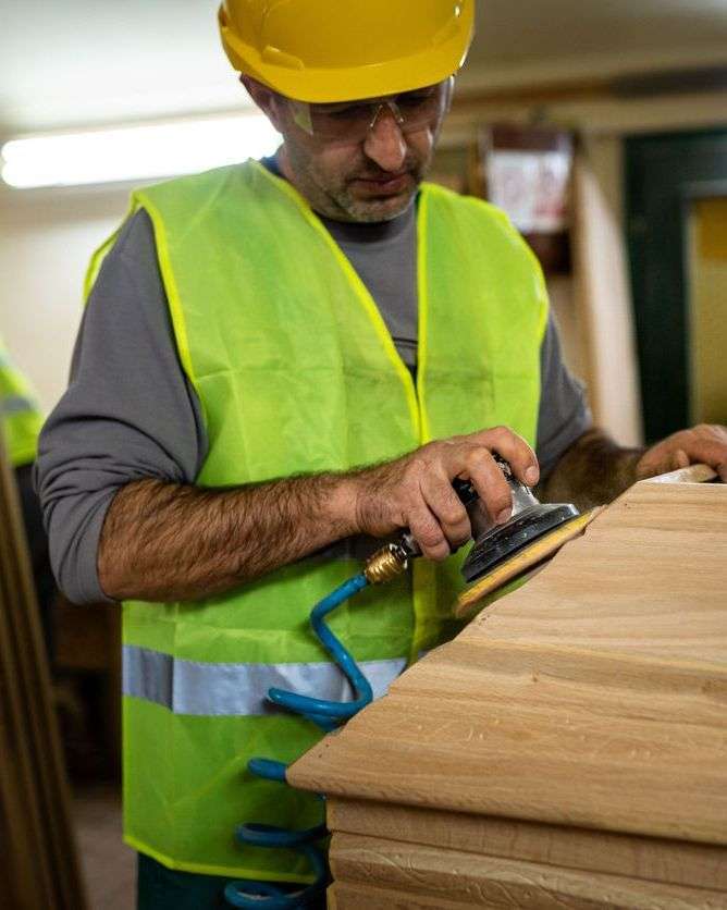 a man doing wood works